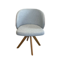 Ver imagem 1 de Kit com 4 Cadeiras Giratórias com Base em Madeira Maciça Cor Mel – Exclusiva Linho Cinza