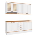 Ver imagem 1 de Cozinha Completa Aspen 7 Portas 4 Gavetas com Vidro Branco/Cinamomo - Fellicci