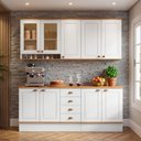 Ver imagem 3 de Cozinha Completa Aspen 7 Portas 4 Gavetas com Vidro Branco/Cinamomo - Fellicci