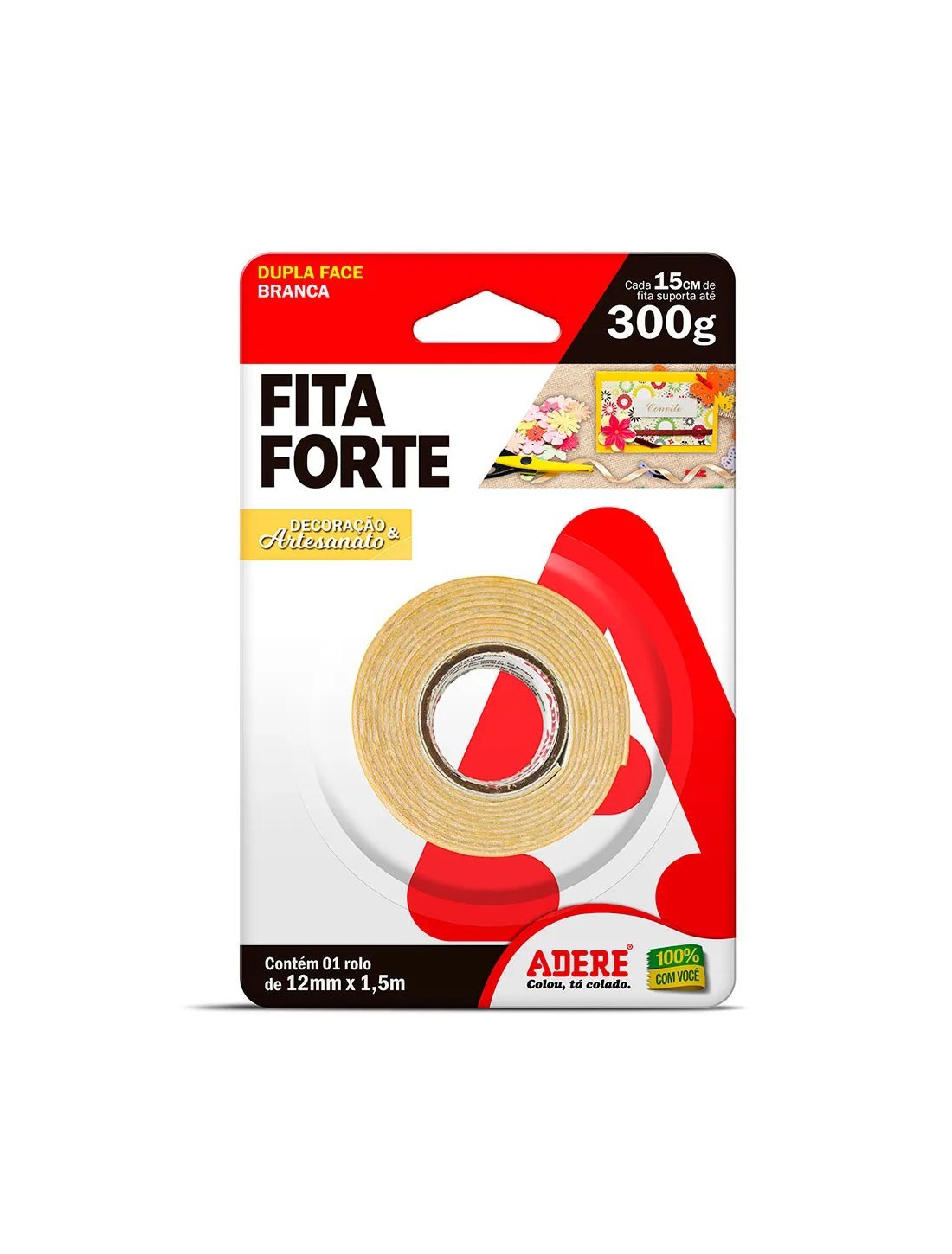 Fita Dupla Face Espuma 12mmx1.5m 285s Suporta 300g Adere 12mmx1.5m - 1