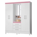 Ver imagem 4 de Guarda Roupa Cairo Casal 4 Portas Branco Rosa