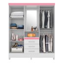 Ver imagem 3 de Guarda Roupa Cairo Casal 4 Portas Branco Rosa