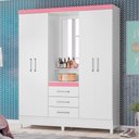 Ver imagem 1 de Guarda Roupa Cairo Casal 4 Portas Branco Rosa