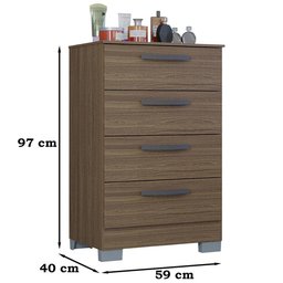 Comoda 4 Gavetas 59 Cm 867 Castanho Poqq Castanho - 5