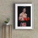 Ver imagem 1 de Quadro Rocky Balboa Boxe - 60x48cm:madeira Branca
