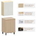 Ver imagem 2 de Kit Armário Aéreo e Balcão 2 Portas 60 Cm Aurora Cinza Cristal Pet/carvalho