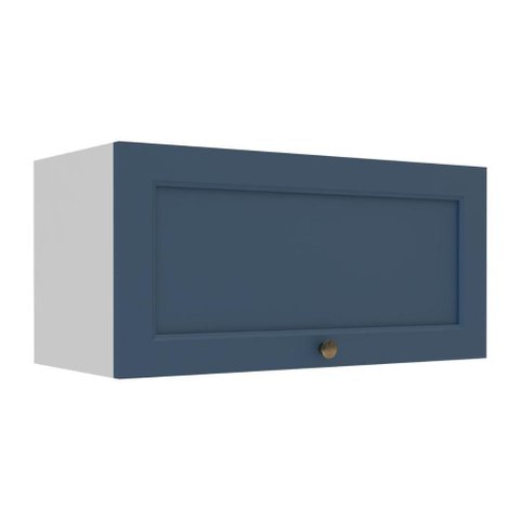 Armário de Cozinha Americana Aéreo 70cm com 1 Porta Basculante Multimóveis Cr20487 Branco-azul