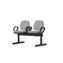 Ver imagem 1 de Longarina Job com Bracos 2 Lugares Assento Crepe Cinza Claro Base Metalica Preta - 54518