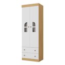 Ver imagem 2 de Guarda-roupa Infantil 62cm 2 Portas com Vidro e 2 Gavetas Amora Multimóveis Mp4507 Madeirado/branco