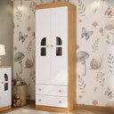 Ver imagem 1 de Guarda-roupa Infantil 62cm 2 Portas com Vidro e 2 Gavetas Amora Multimóveis Mp4507 Madeirado/branco