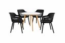 Ver imagem 2 de Conjunto de Jantar Mesa Leda 100cm Branca + 4 Cadeiras Marcela, Moderna e Confortavel - Preta