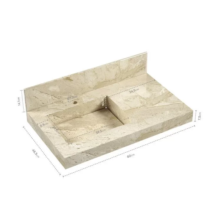 Conjunto para Banheiro com Espelheira Gabinete Lavatório em Porcelanato com Cuba Esculpida 60cm  - 5