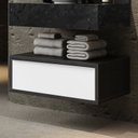 Ver mais imagens de Conjunto para Banheiro com Espelho Gaveteiro, Bancada em Porcelanato e Cuba Esculpida Max 80cm 