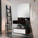 Ver imagem 1 de Conjunto para Banheiro com Espelho Gaveteiro, Bancada em Porcelanato e Cuba Esculpida Max 80cm Preto