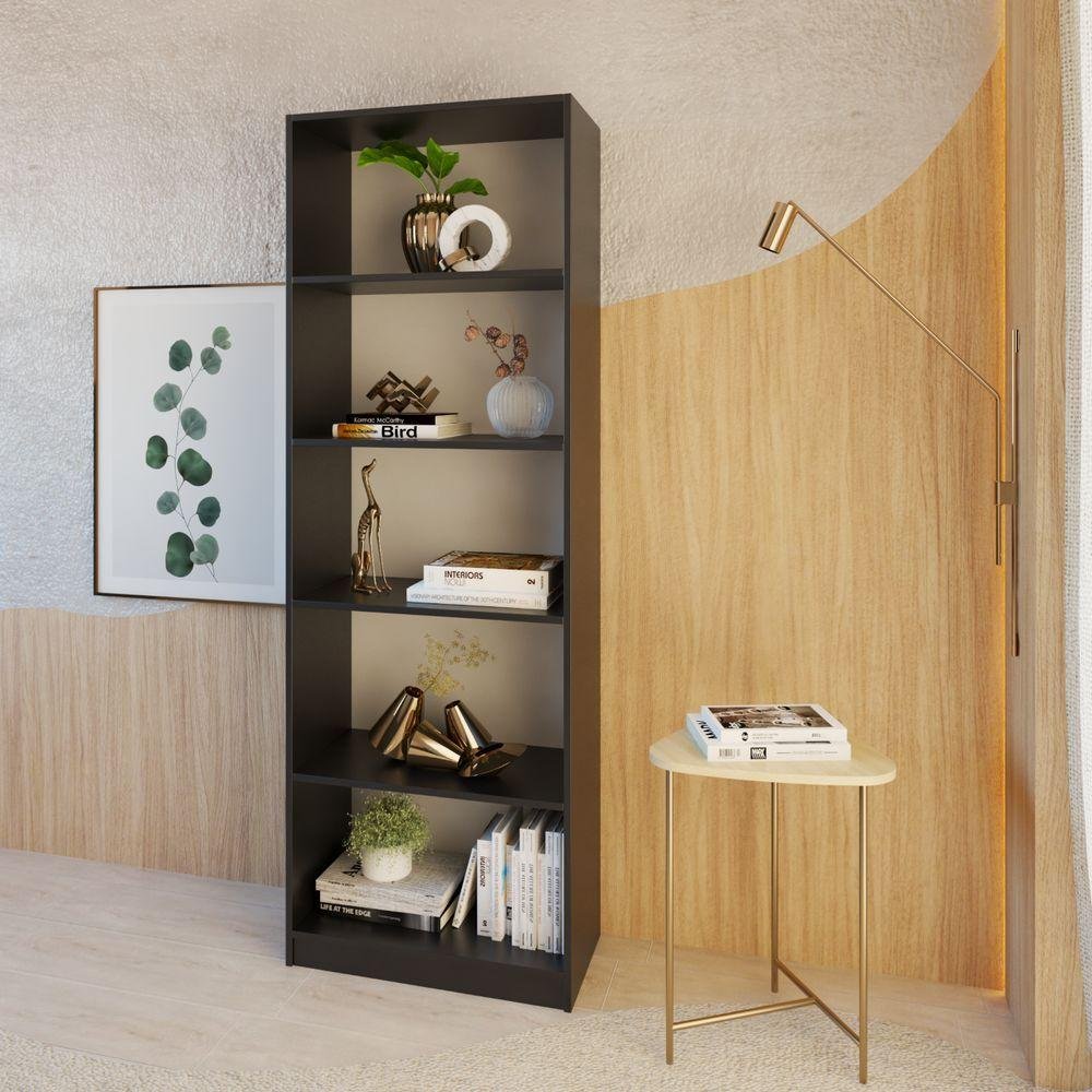 Estante Livreiro Multiuso Eliana com 5 Nichos Preto