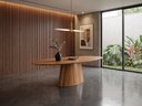 Ver imagem 2 de Sala de Jantar Barcelona 220cm com 8 Cadeiras Madeira Maciça Santorini Cinamomo Linho Cinza