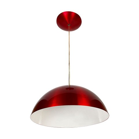 Kit Utron 3 Luminárias Pendente Alumínio Meia Lua 30cm Cores - Vermelho - Bivolt