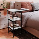 Ver imagem 1 de Mesa Auxiliar Apoio Lateral Aço com Rodinhas Sofá Notebook Branca