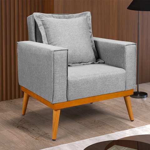 Poltrona para Salar de Estar Florença em Linho Cinza