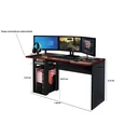 Ver imagem 4 de Mesa Gamer Adesivada Combat 1 Prateleira 1 Nicho 136cm Espresso Móveis Preto