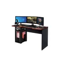 Ver imagem 3 de Mesa Gamer Adesivada Combat 1 Prateleira 1 Nicho 136cm Espresso Móveis Preto