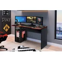Ver imagem 2 de Mesa Gamer Adesivada Combat 1 Prateleira 1 Nicho 136cm Espresso Móveis Preto