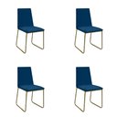 Ver imagem 1 de Kit 4 Cadeiras de Jantar Cozinha Industrial Lexa Veludo - Élpis Móveis - Azul Marinho - Dourada