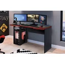 Ver imagem 2 de Mesa Gamer Adesivada Fantasy 1 Prateleira 1 Nicho 136cm Espresso Móveis Preto E Vermelho