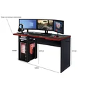 Ver imagem 4 de Mesa Gamer Adesivada Fantasy 1 Prateleira 1 Nicho 136cm Espresso Móveis Preto E Vermelho