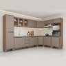 Kit Cozinha Planejada Completa Grande Modulada Conjunto 10 Peças 18 Portas Organizadora Marrom - 1