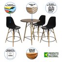 Ver imagem 2 de Conjunto Mesa Bistrô Eames Eiffel Amêndoa com 3 Banquetas Pretas de Madeira