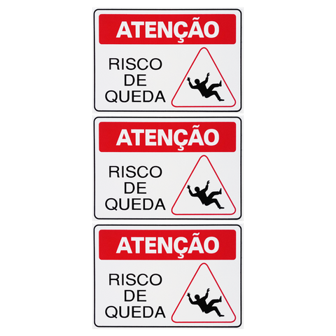 Combo 3 Placas De Sinalização Risco De Queda 30x20 Acesso - S-216/2 F9e