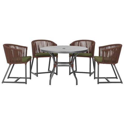 Mesa com 4 Cadeiras e Noronha Estofado 13 Trama Original Marrom