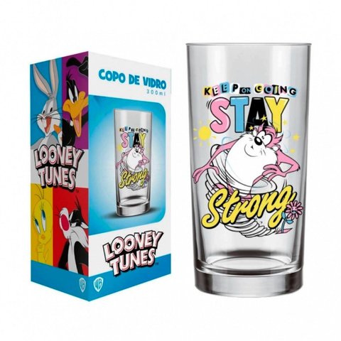 Copo Avulso Cylinder Manchester Allmix Vidro Estampa Taz Looney Tunes Licenciado 300 Ml Incolor