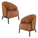 Ver imagem 1 de Kit 2 Poltronas Decorativa Sala de Estar Kenya Pés em Ferro Pu Preto/caramelo G33 - Gran Belo