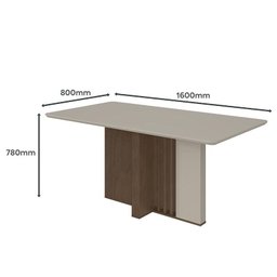 Mesa de Jantar Astrid 160x80 Imbuia/Off White - Móveis Lopas - 4