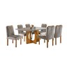 Conjunto Sala de Jantar 6 Lugares Mesa Barcelona e Cadeiras Madeira Maciça Veludo - 1