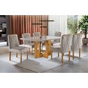 Ver imagem 2 de Conjunto Sala de Jantar 6 Lugares Mesa Barcelona e Cadeiras Madeira Maciça Veludo