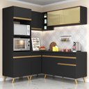 Ver imagem 7 de Armário de Cozinha Completa de Canto Veneza Multimóveis V2063 Preto/Dourado