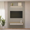 Ver imagem 1 de Painel para Tv até 75 Polegadas 2 Portas 1 Prateleira Ripado Tauri/gris Fosco 810010302 - Linea Bras