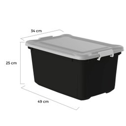 Caixa Organizadora com Tampa Preta 27 Litros - Plasvale - 3