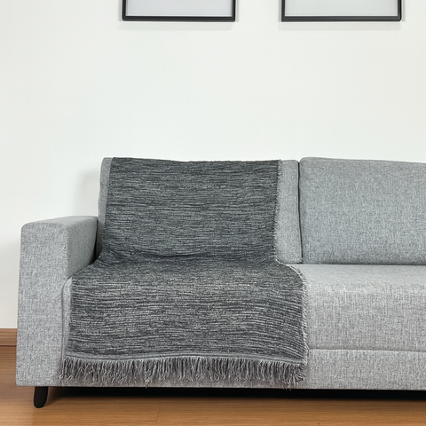 Manta Jacquard Misto com Franja 1,40 X 1,60 Porto Preto