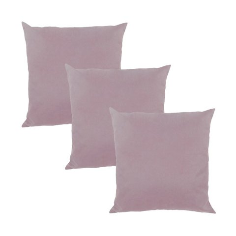 Kit 3 Capas para Almofada em Veludo Liso Quadrada 50x50 Rosa Quartzo