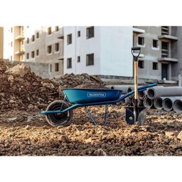 Carrinho de Mão Caçamba Rasa Metálica Azul 50 L, Braço Metálico e Pneu com Câmara - 4