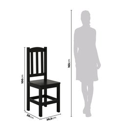 Conjunto Mesa Preta De Madeira Maciça 88x88 + 4 Cadeiras Madeira Para Cozinha Sala De Jantar  Sfa - 4