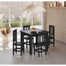 Conjunto Mesa Preta De Madeira Maciça 88x88 + 4 Cadeiras Madeira Para Cozinha Sala De Jantar  Sfa - 1