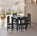 Ver imagem 1 de Conjunto Mesa Preta De Madeira Maciça 88x88 + 4 Cadeiras Madeira Para Cozinha Sala De Jantar Sfa