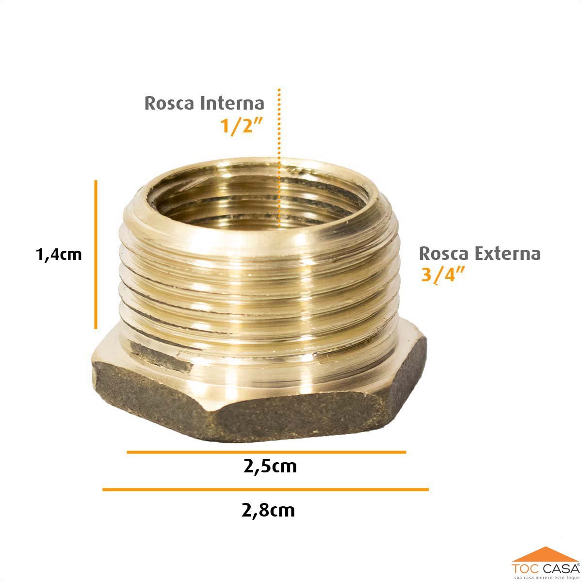 Bucha De Redução 3/4 X 1/2 Em Latão Amarela | MadeiraMadeira