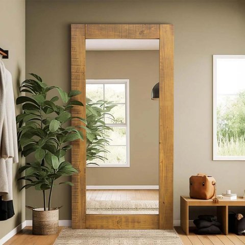 Espelho Retangular Rústico com Moldura Flower Oregon 200cm X 100cm Iaza Móveis