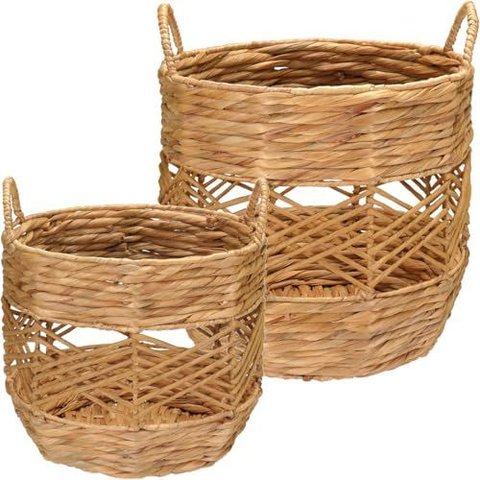 Kit 2 Cesta Home&co Fibra Natural Cesto Decorativo Organizadorg:33x36x36 Cesto P:26x30x30 Cm